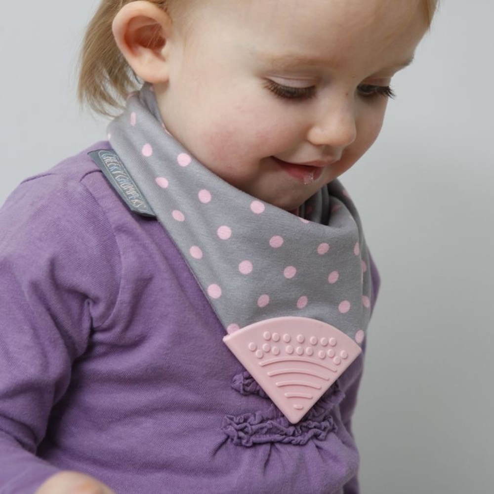 POLKA DOT PINK - TEETHING DRIBBLE BIB BY CHEEKY CHOMPERS